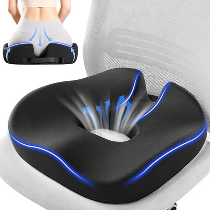 Donut Pillow Seat Cushion for Tailbone Pain Relief and Hemorrhoid – Memory Foam Ergonomic Office Chair Cushion for Home, Office, Car, Gaming, Pregnancy,– Comfortable, Breathable, and Washable