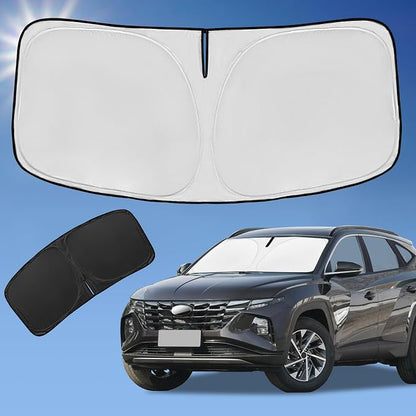 for Hyundai Tucson 2022-2024 2025 2026 Sun Shade Sunshade Windshield Cover,4-Layer Front Window Shade Custom fit Tucson Sun Visor 240T Retractable Shade Blocks UV Rays Cooler Car Accessories
