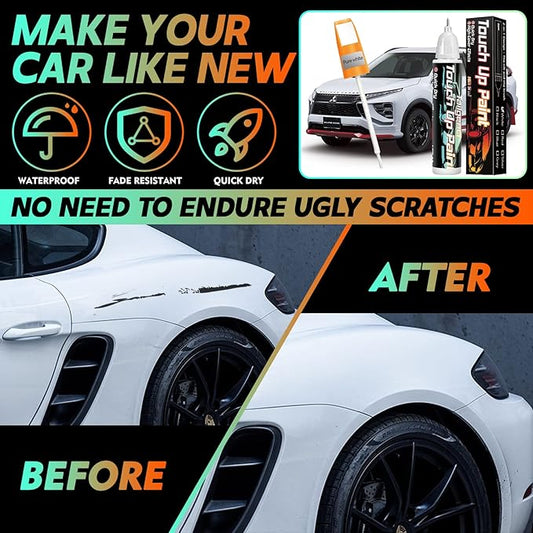 White Touch Up Paint for Cars, 2-in-1 Car Scratch Repair Pen, 0.68 fl oz | Color-accurate for most white finishes, versatile use, 2-in-1 control, quick-dry, resists water and UV, helps prevent rust