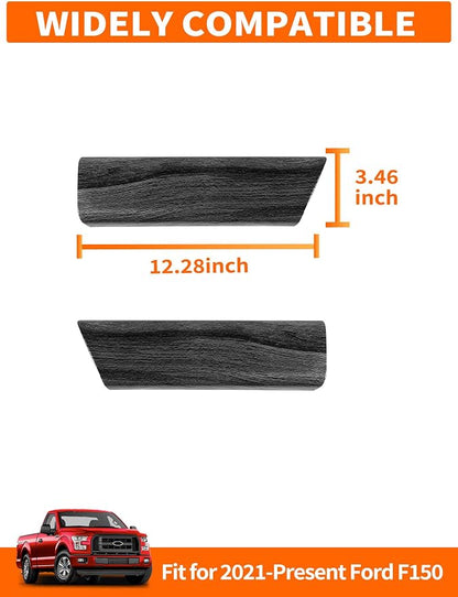 Savadicar Black Wood Grain Interior Accessories - Rear Door Handles Trim Cover for Ford F150 (2021-present) - Premium Texture Interior Decor Upgrade Kit, 2-Piece Set