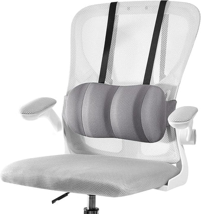 Lumbar Support Pillow for Office Chair and Car Seat,Back Support for Office Chair Cushion,Adjustable Straps Securely Fixed Car Lumbar Support Pillow(Gray, for Office Chiar)
