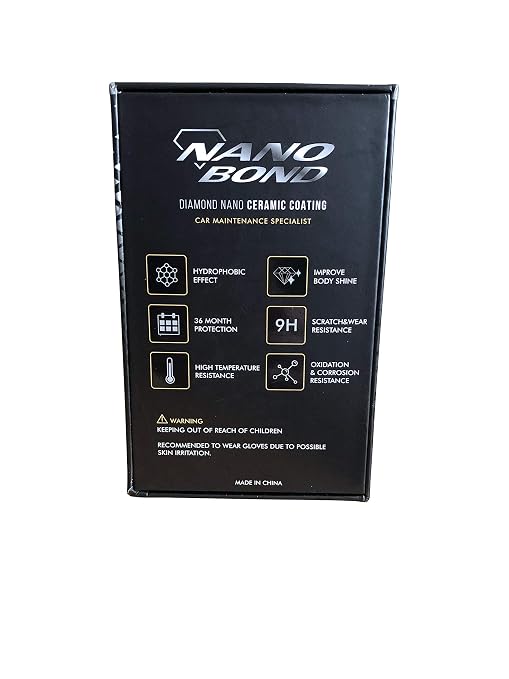Nano Bond Ceramic Coating for Cars - 80% SiO2 Formula, Hydrophobic Paint Protection, UV & Corrosion Resistant for Glass, Wheels & Plastic, Easy Application, Car Detailing Kit, 30ml