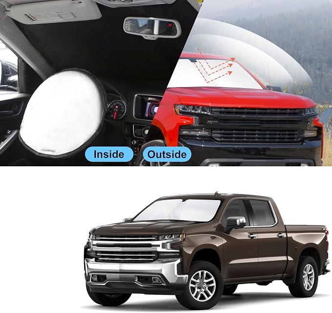 TINGLU Sun Shade for Chevrolet/Chevy Silverado Crewcab Regularcab Extendedcab 2014-2019 Accessories Windshield Sun Shade Window Shade UV Rays Protection Sun Visor Cover