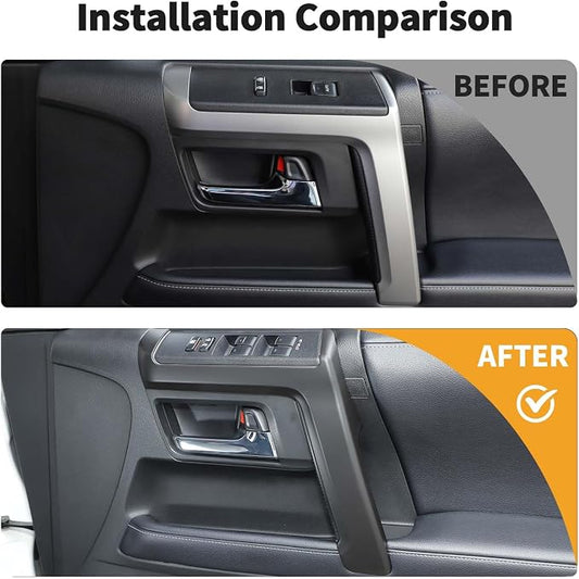 Voodonala for 4Runner Inner Door Handle Door Pull Cover Trim Decoration Garnish for Toyota 4Runner Interior Accessories 2010-2025+ 4pcs Matt Black
