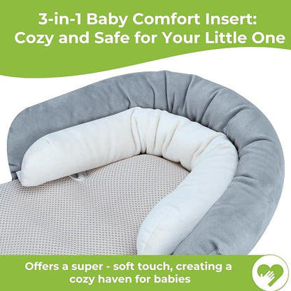 COOLBEBE Upgraded 3-in-1 Baby Body Support & Strap Covers Set for Newborn Infant, Extra Soft Car Seat Insert Cushion Pad, Perfect for Car Seats, Strollers, Swing