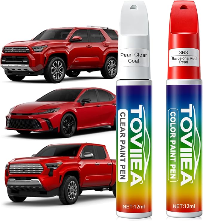 Barcelona Red Pearl(3R3) Touch Up Paint Compatible with TOYOTA,2-In-1 Car Scratch Remover Pen,Car Paint Scratch Repair Kit for Scratches,Chips & Nicks,2-PCS SET