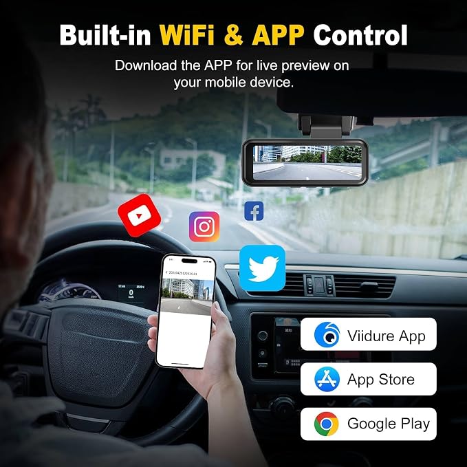 4K+2K Dash Cam Front and Rear, Free 64GB Card Included, 5.8GHz WiFi Dash Camera for Cars, Built-in G-Sensor, 3.2” IPS Screen, 170°Wide Angle, Night Vision, 24 Parking Mode, Black