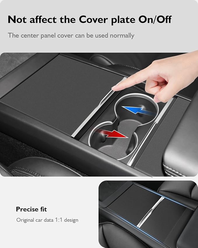Farmogo Center Console Carbon Kit for Tesla Model Y Juniper 2025-2026 & Model 3 Highland 2024-2026 Accessories 3PCS Center Console Cover Interior Decoration Wrap Kit (Black)