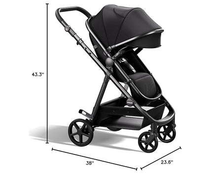 Mompush Baby Stroller, Convertible 2-in-1 with Bassinet Option, Infant Car Seat Compatible, Includes Adapter - Sturdy Full-Size Infant Stroller for Family Adventures