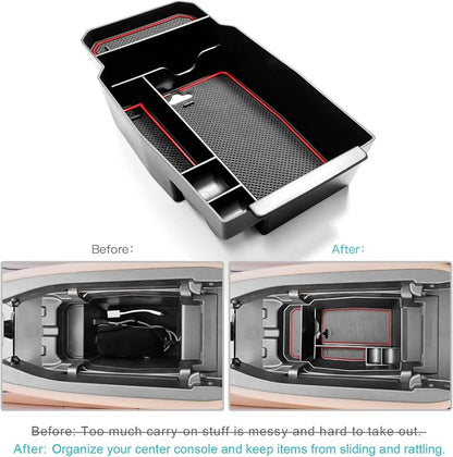 CDEFG 2023 2024 2025 2026 CX-50 Center Console Organizer Tray for 2023-2026 Mazda CX-50 Armrest Tray CX50 Central Consola Organizer Storage Box 2025 2026 Mazda CX50 Accessory (Red)