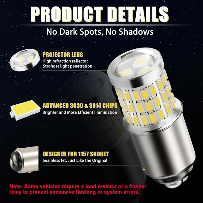iBrightstar 1157 LED Bulb White, BAY15D 2057 2357 7528 LED Daytime Running Lights Bulbs Super Bright for Back Up Reverse Lights Brake Tail Lights Turn Signal Lights, 2 Pack