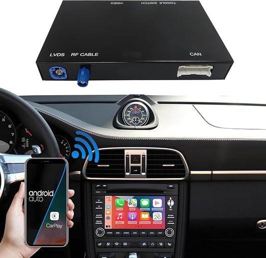 Road Top Wireless CarPlay Interface Decoder for Porsche PCM 3.0 (2008–2012) | CarPlay Retrofit Kit Compatible with Cayenne 911 Cayman Boxster, Support Wireless Carplay, Android Auto, Mirrorlink