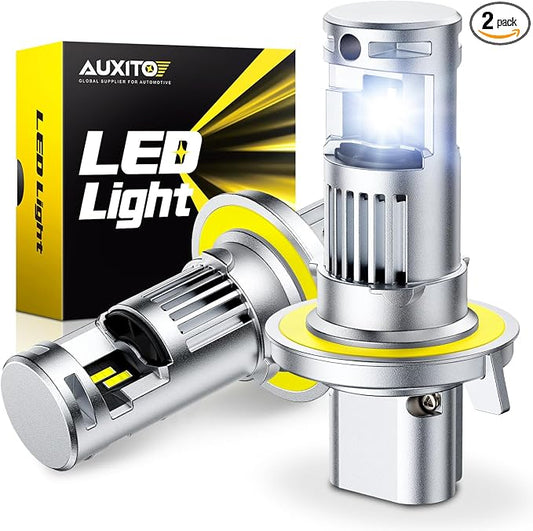 AUXITO H13 Bulb, 1000% Brighter 6500K White, Direct Fit Mini Size, Hassle-Free Plug & Play, Extended Lifespan, Flicker-Free Operation, Pack of 2