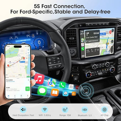 Wireless Carplay Adapter for iPhone, Convert Wired to Apple Carplay Wireless Adapter, Mini Size, Plug and Play, Connection Stable No Delay Car Play for Ford Specific Models