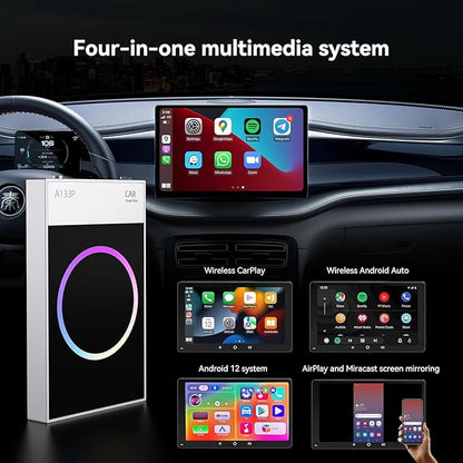Wireless CarPlay Adapter, Carplay Ai Box Wireless Carplay & Android Auto, WiFi Bluetooth and HDMI Output, Only for Cars with Wired CarPlay &Wired Android Auto