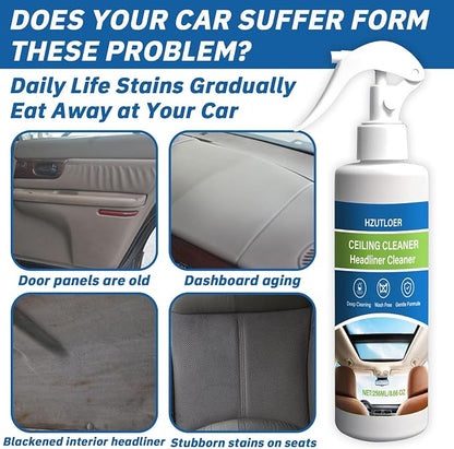 Car Headliner Cleaner, 256ML Multi-Functional Car Interior Roof Fabric Cleaner, Multi-Purpose Interior Stain Remover for Ceiling, Seats & Upholstery, No Rinse Required