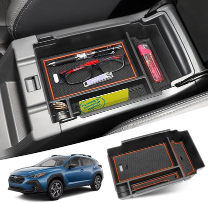 MOCHNET Center Console Organizer for 2024 2025 2026 Subaru Crosstrek Accessories & 2024-2026 Subaru Impreza Console Tray, 2026 Crosstrek Hybrid Accessories 2024+ Impreza Armrest Storage Box (Orange)