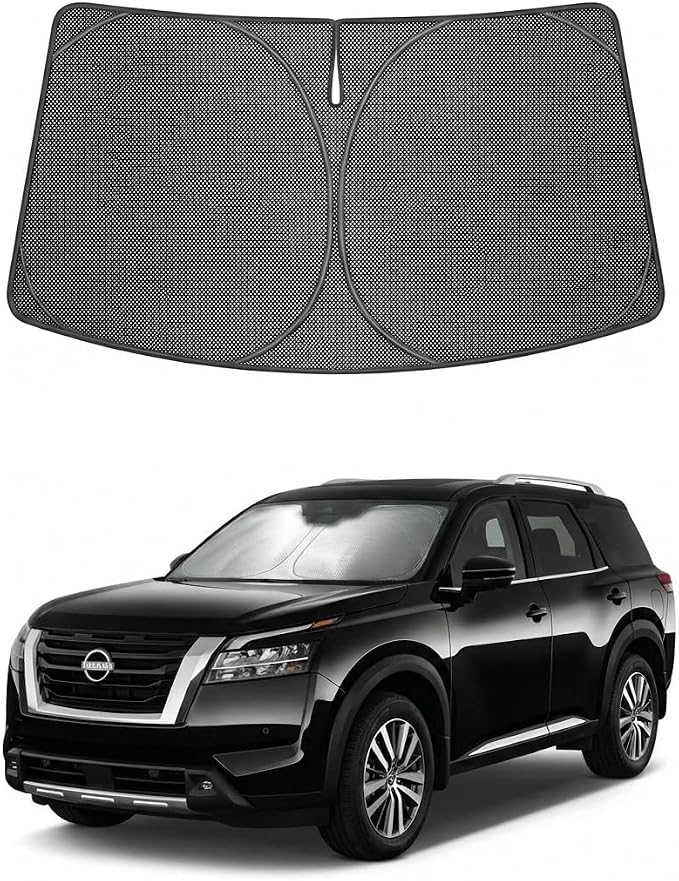 Proadsy Windshield Sun Shade Custom Fit Nissan Pathfinder 2022-2026 Ice Crystal Black Front Window Sunshade UV and Heat Blocker Foldable Visor Keeps Car Cooler for Summer Parking and Daily Use