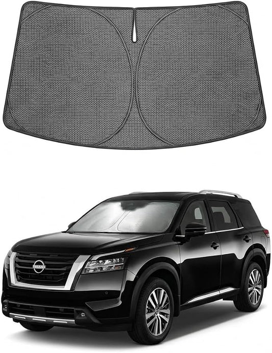 Proadsy Windshield Sun Shade Custom Fit Nissan Pathfinder 2022-2026 Ice Crystal Black Front Window Sunshade UV and Heat Blocker Foldable Visor Keeps Car Cooler for Summer Parking and Daily Use