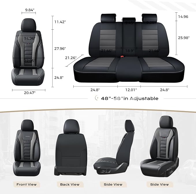 Coverado Car Seat Covers Full Set, Seat Covers for Cars, Front Seat Covers and Back Seat Cover Waterproof Leather Automotive Seat Cover, Universal Car Interior Protectors Cushion for Most Cars