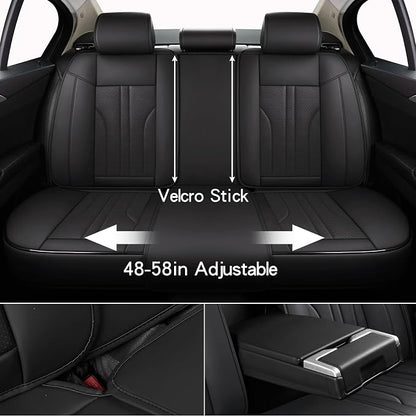 MINGBRON Car Seat Cover Full Set, Leather Car Seat Cover, Waterproof Seat Covers, Car Seat Cushion, Nappa Leather Seat Covers Car Seat Protector Universal Fit Most Cars Black