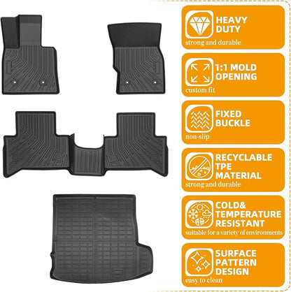 Floor Mats for Alfa Romeo Stelvio & Stelvio Quadrifoglio 2018-2025, Floor Mats for Stelvio Base Ti Veloce, 2 Row Floor Mats & Cargo Mat(with Subwoofer), TPE Anti-Slip Stelvio Mats Accessories