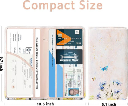CoBak Car Registration and Insurance Holder - Vehicle Glove Box Car Organizer,Auto Truck Comparment Accessories Case with Magnetic Closure for Essential Document,Driver License,Cards