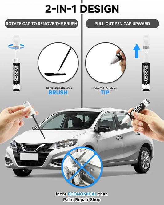 Touch Up Paint Compatible with Nissan Exact Match 2 in 1 Touch up Paint for Chips and Nicks Repair (Everest White Pearl Tricoat(QBE))