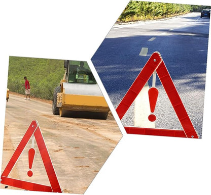 4Pcs Car Safety Triangle Kit Road Warning Signs for Situations Easy to Install Resistant to Wind and Wear for Vehicle Maintenance and Roadside Assistance