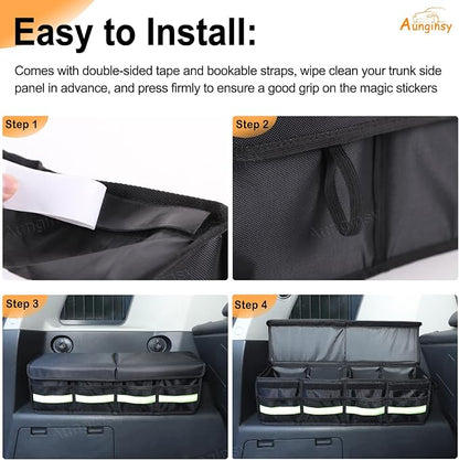 Aunginsy Car Trunk Organizer Compatible with Toyota FJ Cruiser 2007-2021+, Rear Left Side Trunk Storage Box Backseat Hanging Storage Bag Multi-Compartment Oxford Cloth With Lid Cover Accessories