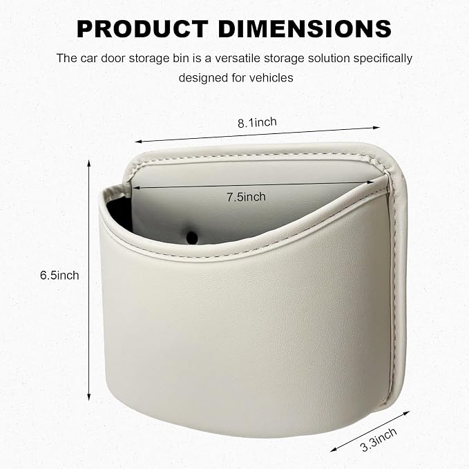 Car Trash Can, Clip On Garbage Organizer Multifunctional Car Door Hanging Container, Waterproof Leather Trash Bin Universal Interior Storage Box for Vehicle Home Office (Beige)