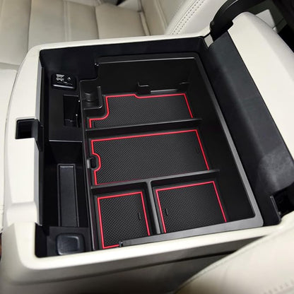 EDBETOS Center Console Organizer Tray Compatible with Chevy Silverado/GMC Sierra Accessories 2014-2018 and Chevy Tahoe Suburban/GMC Yukon 2015-2020 (Full Console w/Bucket Seats ONLY),Red