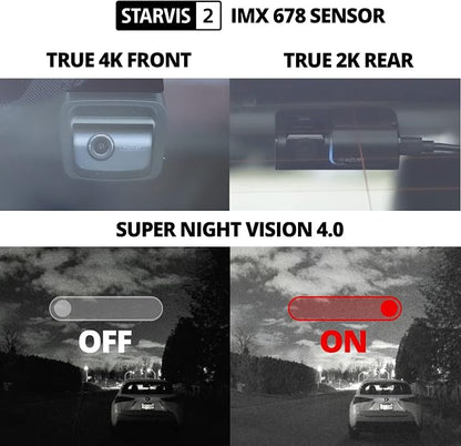THINKWARE U3000 4K Dash Cam Front and Rear 2CH STARVIS 2 Sensor Super Night Vision Dashcam for Car Camera 5GHZ WiFi GPS Radar Buffered Parking Mode CPL Filter Red Light Speed Camera Alerts OBD Cable