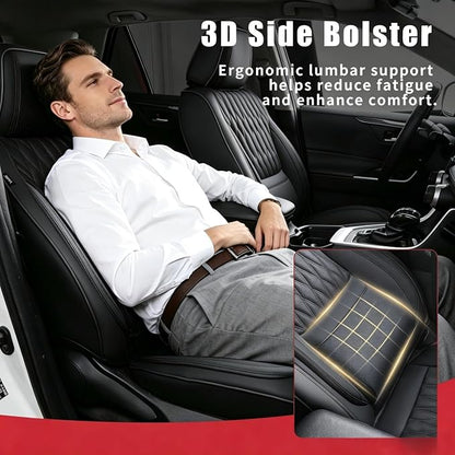 Car Seat Covers , Luxury Breathable Waterproof Faux Leatherette Car Seat Covers Cushion Protectors with Lumbar Support, Car Seat Cushion, Universal Fit Most Cars (FULL BLACK, Full Set - 5 Seats)