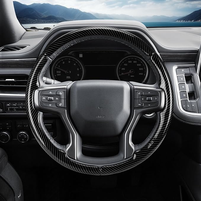 Steering Wheel Cover for Chevy Silverado 1500 2019-Present/ 2500 3500 2020-Present/Blazer 2019-Present (Gasoline Models)/ Suburban Tahoe 2021-2024, Car Steering Wheel Cover Accessories for Chevrolet