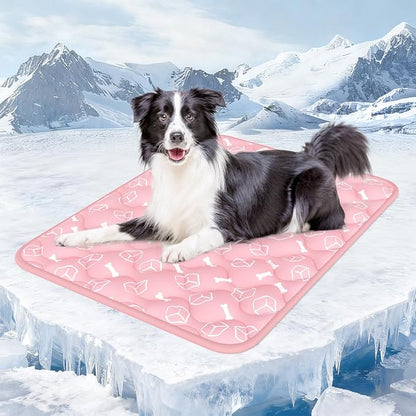 Rywell Dog Cooling Mat 2.0,Soft Blush Pink, 44" x 32" Thick & Durable Cooling Mat for Extra Large Dogs, Long-Lasting Cool with Waterproof & Color-Changing Arc-Chill Tech (Q-Max>0.5) Washable&Non-Toxic