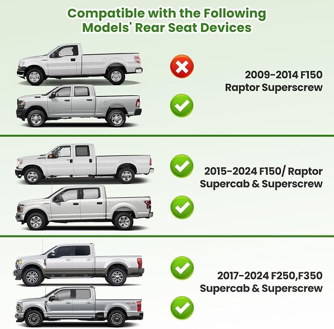 Kaishengyuan Upgraded Rear Seat Quick Release with Elastic Rope Compatible with Ford F-150 (2009+) & F-250/350 (2017+)