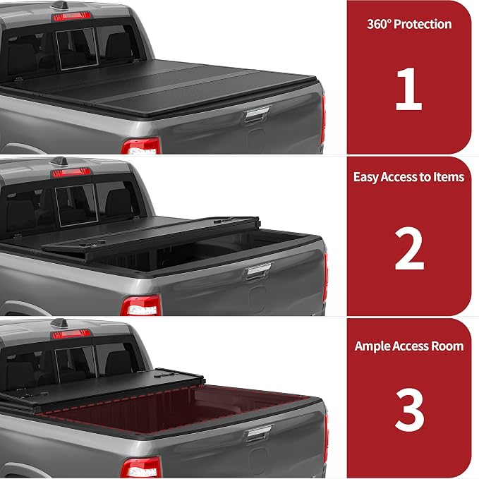 YITAMOTOR Tailored FRP Hard Tri-Fold Truck Bed Tonneau Cover Fits for Toyota Tundra 2022 2023 2024 2025 2026 5.5ft Bed (Excl. Trail Edition) with Deck Rail System, Effortless Installation