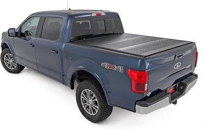 Rough Country Hard Low Profile Tri-Fold Tonneau Cover for Ford F-150 (2021–2026) & F-150 Lightning (2022–2026) – Aluminum Truck Bed Cover