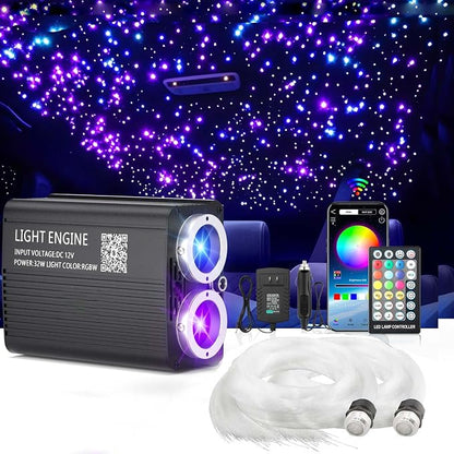 Twinkle Starlight Headliner Light:1100pcs 13.1ft Star Lights for Suvs | 32W,Dual Color Motor, RGBW Changing Color, APP/Remote Control,Voice/Sound Activated,for home theater SUVs Truck