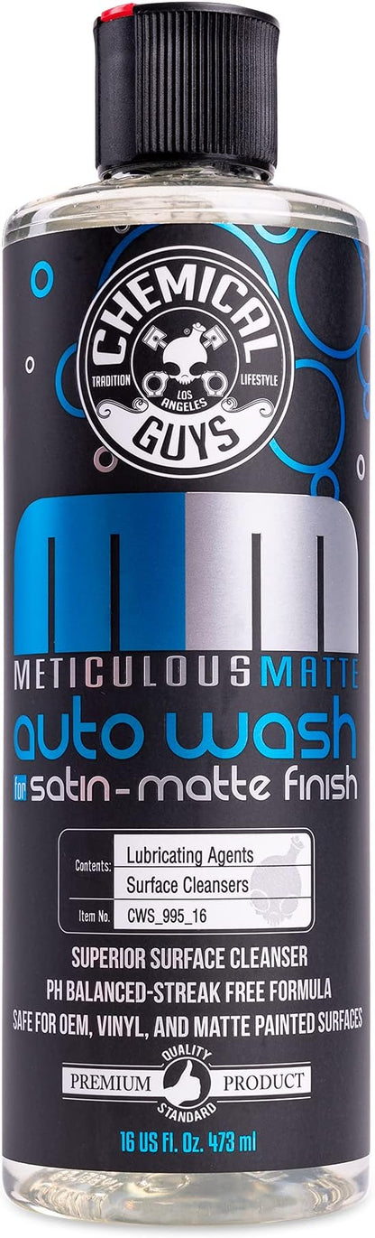 Chemical Guys Car Wash Soap – Meticulous Matte – High Foaming Car Foam Soap for Foam Cannons, Guns and Buckets – Safe for Satin and Matte Paint Finishes, Scratch Free Cleaning, 16 oz Bubble Gum Scent