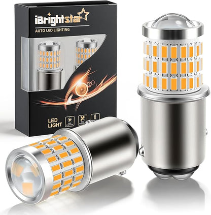 iBrightstar 1157 LED Bulb Amber, BAY15D 2057 2357 7528 LED Turn Signal Bulbs Super Bright for Vehicle Blinker Lights and Turn Signal Lights, 2 Pack