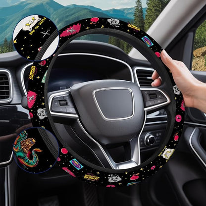 GENANY Royal Cat Steering Wheel Cover, Non Slip Polyester Car Wheel Protector for Car SUV Truck, Universal 15 Inch