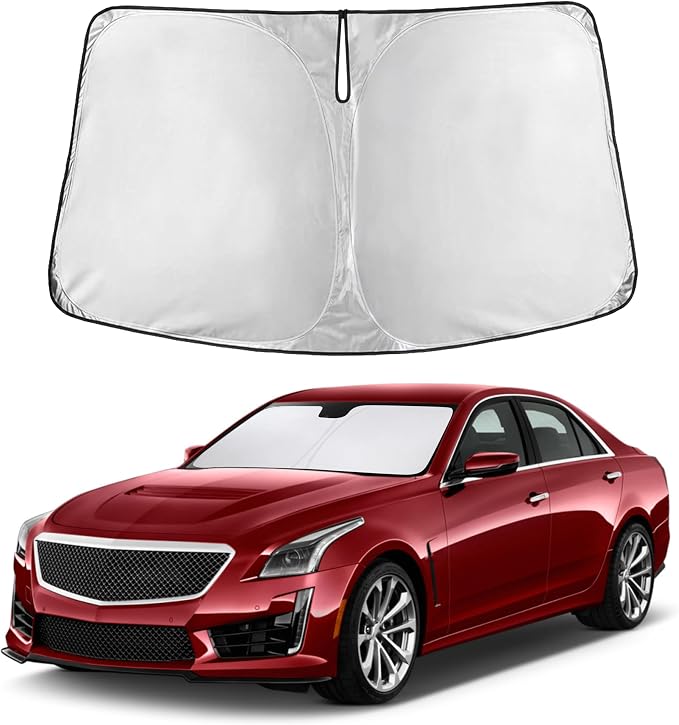 EcoNour Windshield Sunshade Compatible for Cadillac CTS 2014-2017 2018 2019, Sun Visor for Front Windshield & Window Sun Shade Cover, UV Heat Blocker & Protector, Car Accessories