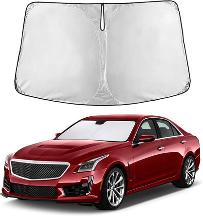 EcoNour Windshield Sunshade Compatible for Cadillac CTS 2014-2017 2018 2019, Sun Visor for Front Windshield & Window Sun Shade Cover, UV Heat Blocker & Protector, Car Accessories
