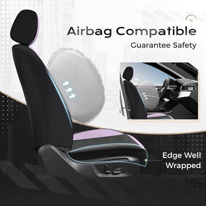 Coverado Front Seat Covers, Leather Car Seat Covers Luxury Automotive Seat Covers Waterproof Car Seat Protectors Universal Fit for Most Cars SUV Trucks Vehicles, Purple&Black
