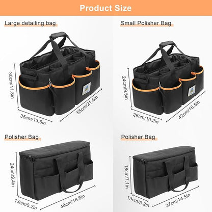 WDG 2PCS Detailing Bag Cleaning Caddy Organizer with Handle & Polisher Tote Large Car Care Storage/Carry Bag for Car Cleaning Supplies & Housekeeper Cleaner-Large