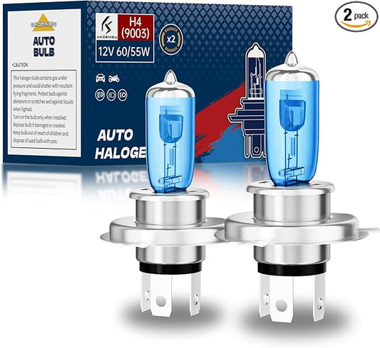 9003/H4 Halogen Headlight Bulbs, Standard High Beam or Low Beam or Fog Light Bulb, 12V 55W 5000K,4000 Lumens,White Headlight Bulbs,Head Light Bulbs for Car,High Brightness Headlight Bulb, Pack of 2