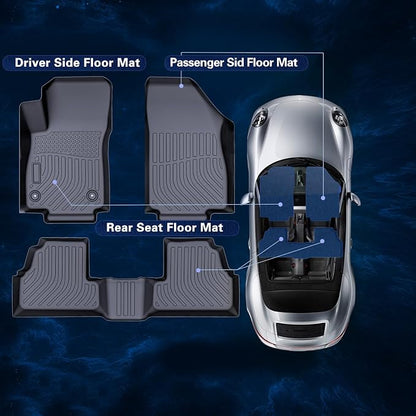 Floor Mats for 2013-2022 Buick Encore,All-Weather TPE Rubber Car Floor Mats Odorless Anti-Slip 1st & 2nd Row Black No Fit 2020-2023 Encore GX (2013-2022 Encore)