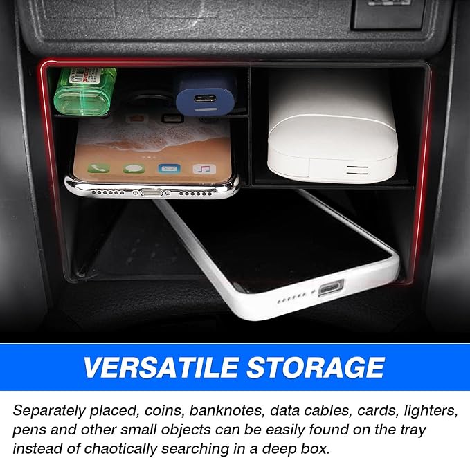 Autorder Center Console Organizer for Toyota Corolla Cross 2022-2025 Without Wireless Charger Accessories Armrest Storage Box Secondary Insert Tray Black(Not for Corolla)